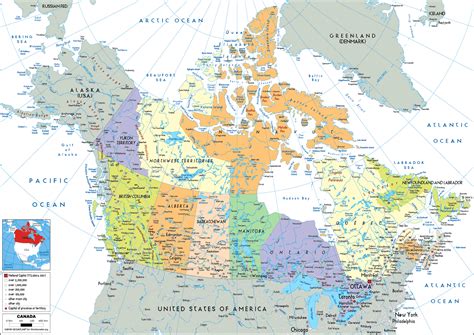 Large Size Political Map Of Canada Worldometer