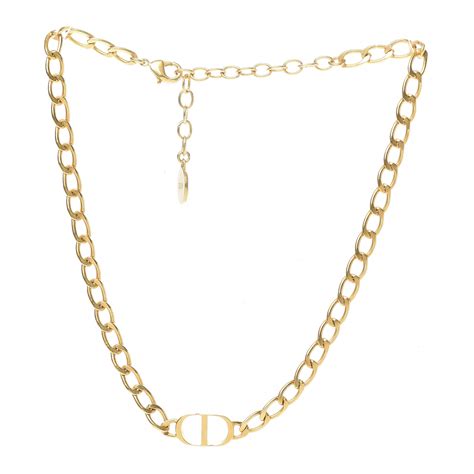 Christian Dior Metal Cd Choker Necklace Gold 712298 Fashionphile