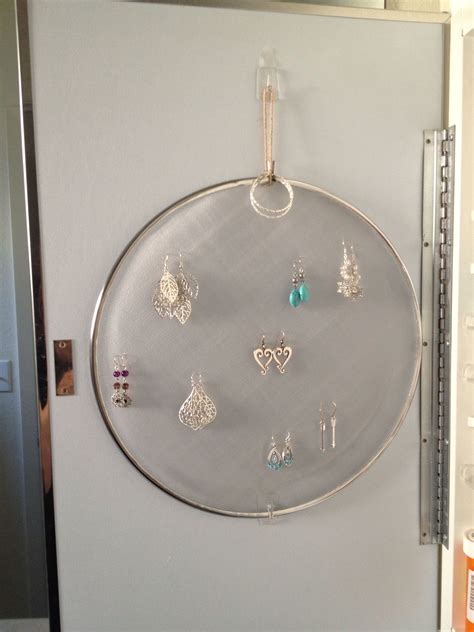 Diy Earring Hanger Made From A Dollar Store Splatter Screen Twine And