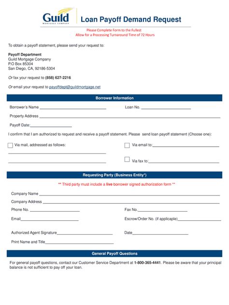 Loan Payoff Demand Request Fill Out And Sign Printable Pdf Template