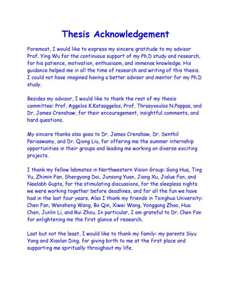 Acknowledgement Quotes For Thesis