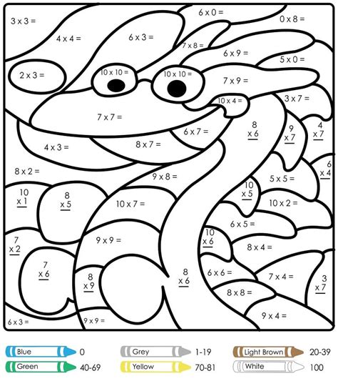 Multiplication Color By Number Free Printable Coloring Pages For Kids