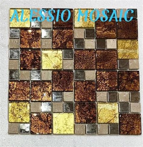Brown Base 8mm Stainless Steel Glass Mosaic Tile For Wall At Rs 430 Square Feet In Jalandhar