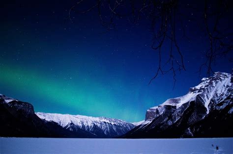Aurora Borealis At Lake Minnewanka Banff National Park Banff