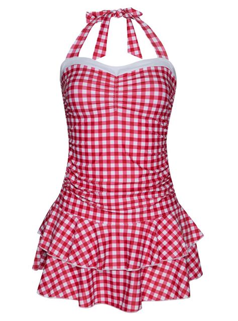 Maillot De Bain Pi Ce Rockabilly Pin Up Retro Pussy Deluxe Red Plaid