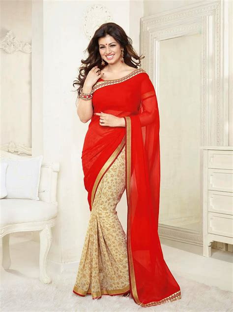 Red Printed Georgette Saree With Blouse Saiveera Fashion 1279666