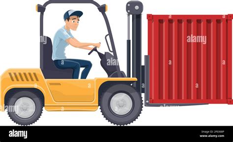 Forklift Truck With Driver Vector Isolated Icon Warehouse Worker