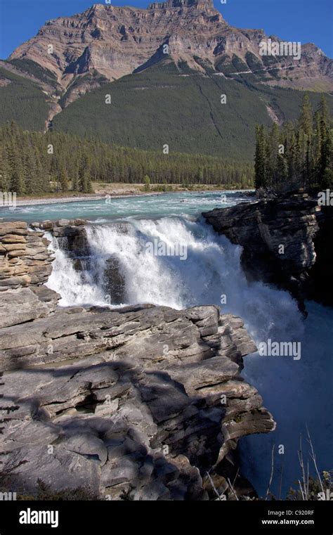 The Athabasca Falls Is In The Banff National Park Jasper National Park