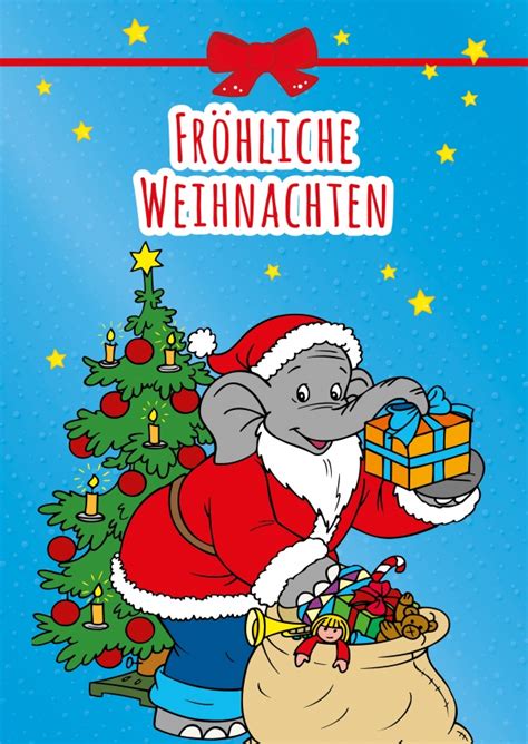 Benjamin bartholomäus blümchen ist ein sprechender elefant aus dem neustädter zoo. Benjamin Blümchen - Weihnachtskarte | Frohe Weihnachten ...