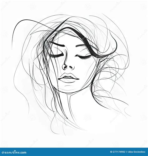 Abstract Woman Face Line Drawing For Cosmetics Logo And Fashion Sketch