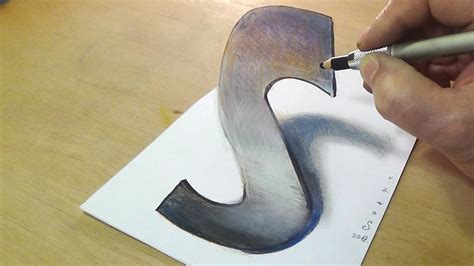Most of the 3d drawing tutorials are optical illusions of a drawing, which faced a certain way looks like 3d. Trick Art Drawing - How to Draw 3D Letter S - Anamorphic ...