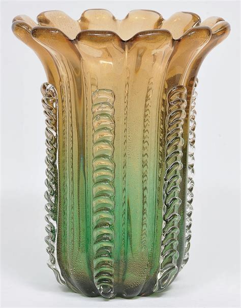 Archimede Seguso Murano Green And Amber With Gold Circa 1940 For Sale At 1stdibs