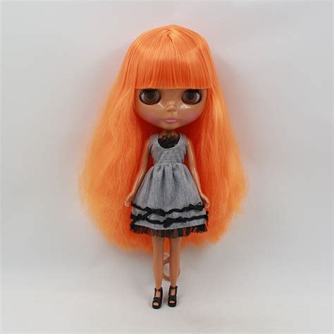 Nude Dolls Orange Long Hair Black Doll With Bang Factory Doll Fashion
