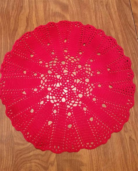 Crocheted Red Doily