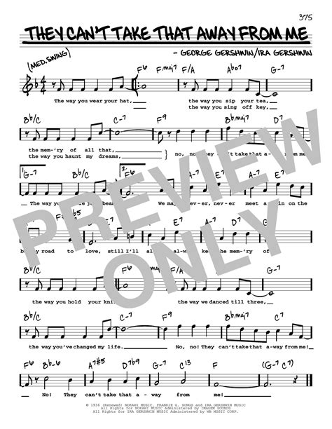 Frank Sinatra They Cant Take That Away From Me High Voice Sheet Music