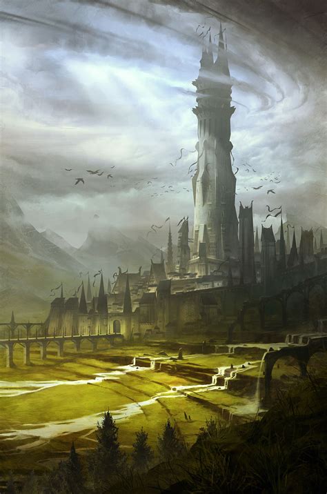 Artstation High Tower Pascal Quidault Fantasy City Fantasy Castle
