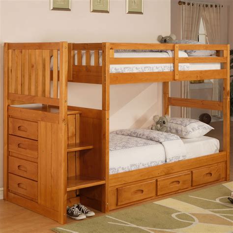 Twin, full & queen size bunk beds in a variety of styles. Discovery World Furniture Weston Twin over Twin Staircase ...