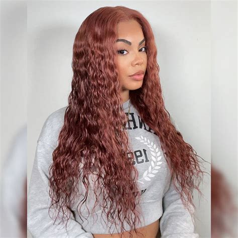 Glueless Hd Lace Water Wave Hair Wig 33 Reddish Brown Color 5x5 Trans