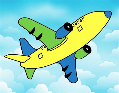 Desenho de Avião a voar pintado e colorido por Usuário não registrado o