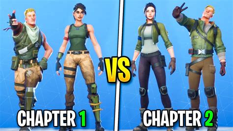 Fortnite Old Default Vs New Default Skins Chapter 1 2 Fortnite