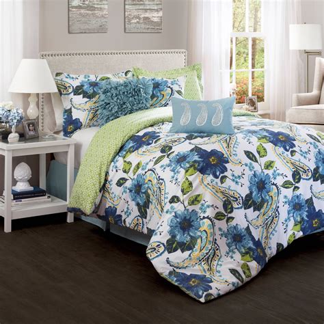 Lush Decor Floral Paisley Comforter Bluegreen 7 Piece Set