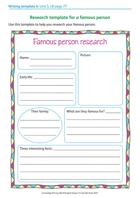 Writing Template 4 Research Template For A Famous Person Boost