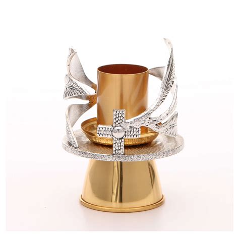 Altar Candle Holder With Silvered Leaves Online Sales On Uk