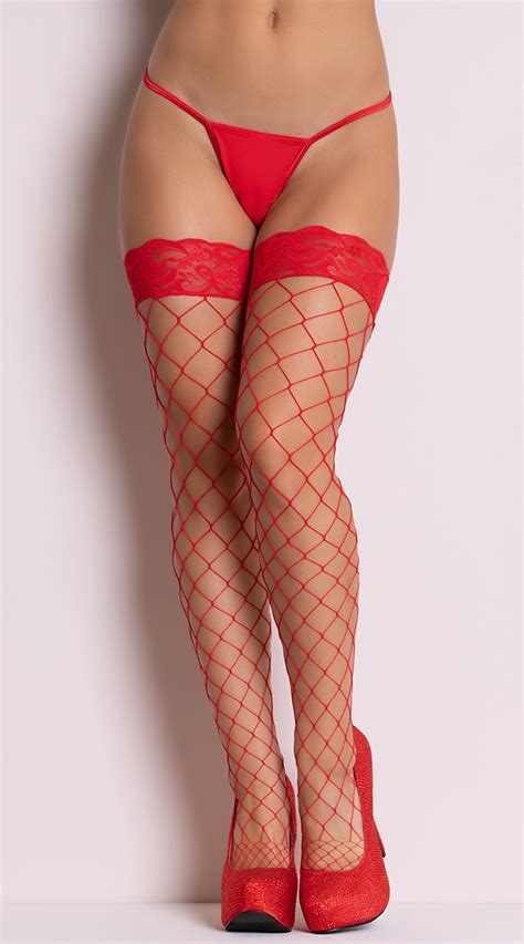 Fence Net Thigh Highs With Lace Top Lace Top Fishnet Thigh Highs Dancer Wear Costume Hosiery