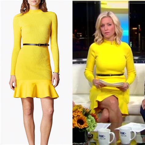 Ainsley Earhardt Yellow Peplum Hem Dress Yellow Knit Dress Peplum