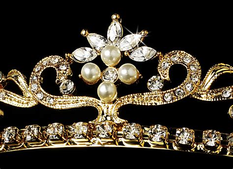 Gold With Ivory Pearls Headpiece Tiara Elegant Bridal Hair Accessories