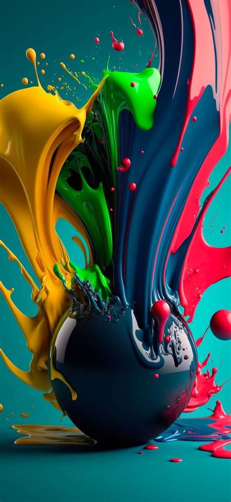 Colorful Liquid Pouring Out Of A Black Vase