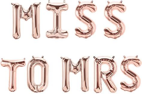 16 Rose Gold Miss To Mrs Balloons Banner Foil Letters Mylar Balloons For