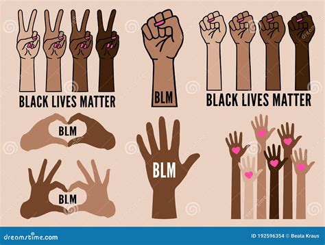 Black Lives Matter Female Hands Protest Against Racism Vector
