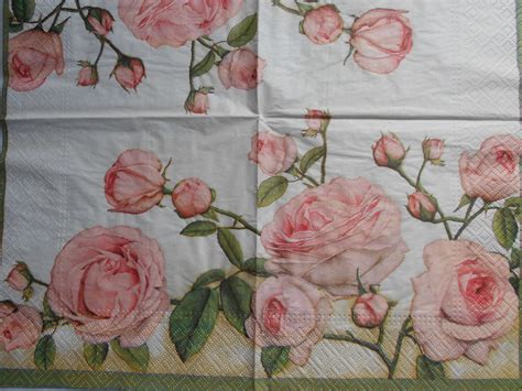 Beautiful Pink Cabbage Roses Decoupage Napkins