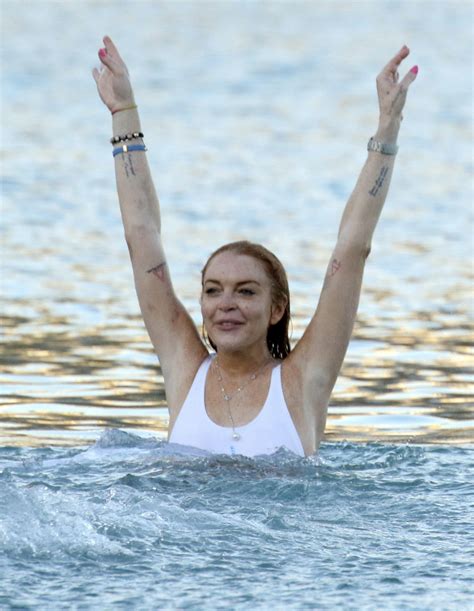 Lindsay Lohan At The Beach In Mykonos
