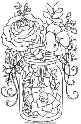Exceptional Kaleidoscope Blooms Mason Jar Image Coloring Pages
