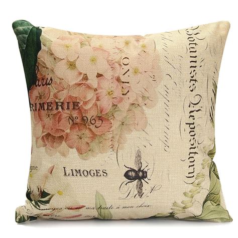 Decorative Throw Pillow Case Cushion Cover 18x18 Vintage Flower