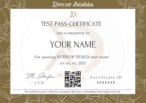 Interior Design Exam Pass Certificate Decor Arabia