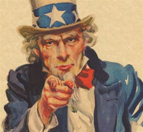 Wwi Uncle Sam I Want You For Us Army Ad Poster Ww2 Parchment Like Flagg