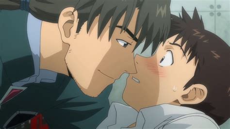 Evangelion Rebuild Kaji Kisses Shinji Youtube
