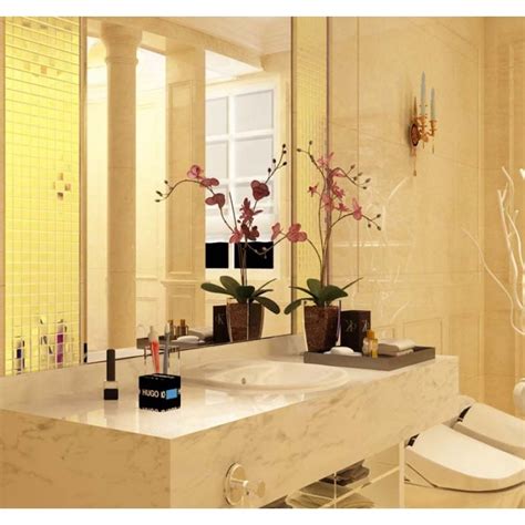 Cape cod treasure chest's bathroom tile designs are rich in color and are doing a beautiful job of picking up the bold color that is already present in the lower border of. Gold Porcelain Tiles Bathroom Wall Backsplash Glazed ...
