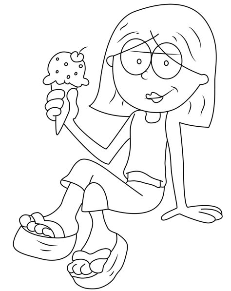 Lizzie Mcguire Eating Ice Cream Coloring Page Online Coloring Pages