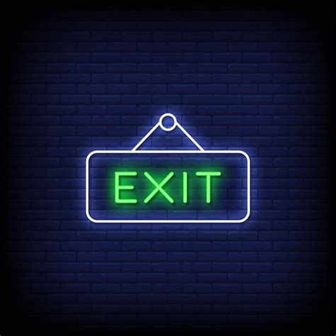 Premium Vector Exit Neon Signs Style Text