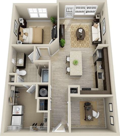 Maybe you would like to learn more about one of these? 50 Plans en 3D d'appartement avec 1 chambres | One Bedroom ...
