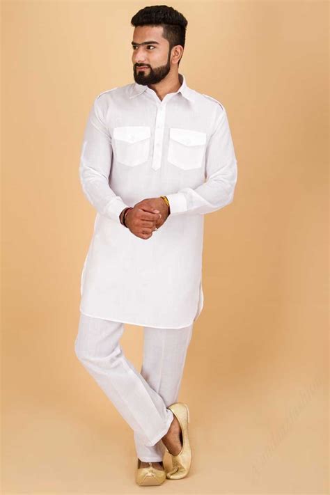 Buy Readymade White Mens Kurta Pajama Set For Eid Mens