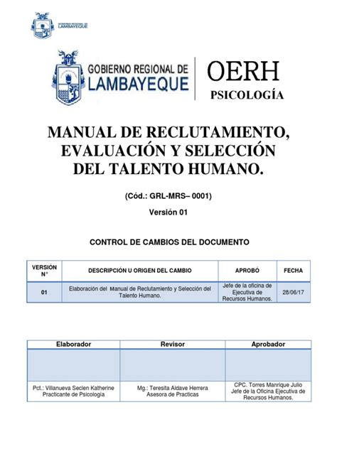 Manual De Reclutamiento Y Selección De Personas Recursos Humanos