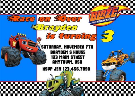 Which has the story of aj, a cool racer and blaze (aj's truck), competing to win race with tons of good story and message behinds it. Blaze and the Monster Machines, Invitations, Birthday ...