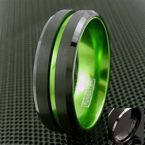In fact, renaissance england often saw couples exchange what's known within historical circles as posie rings—rings with short poetic phrases inscribed on them. 8mm Men's Black Tungsten Thin Green Line Band Ring ...