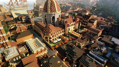 Download Explore The Mystical Medieval City Of Minecraft Wallpaper