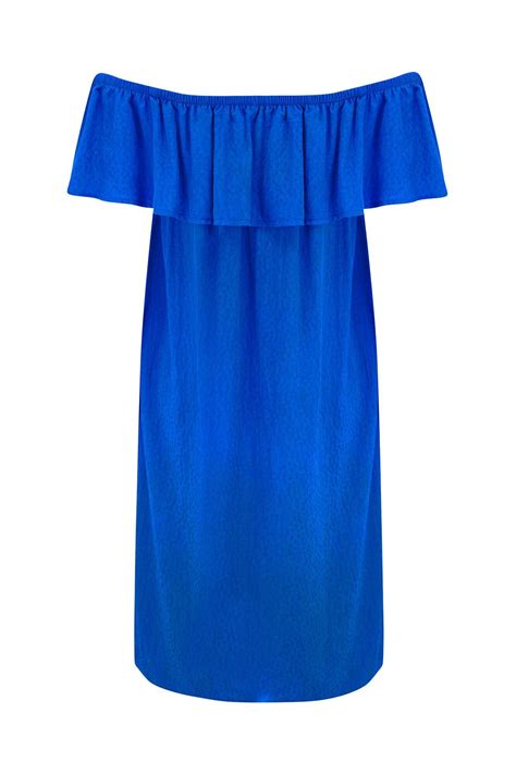Textured Woven Bardot Beach Dress Ultramarine Pour Moi Clothing